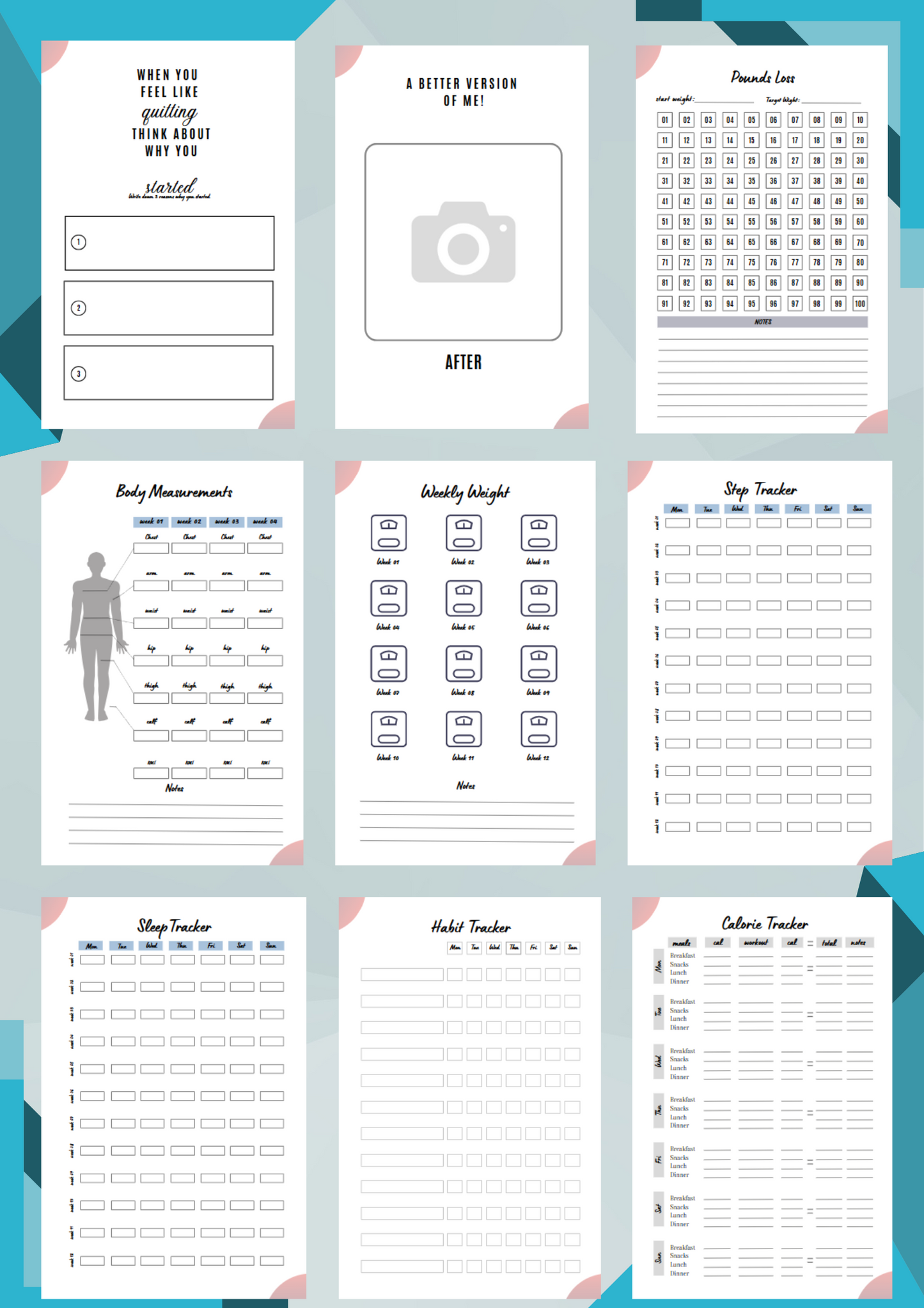 12-Week Weight Loss Planner – Digital Fitness Journey Tracker