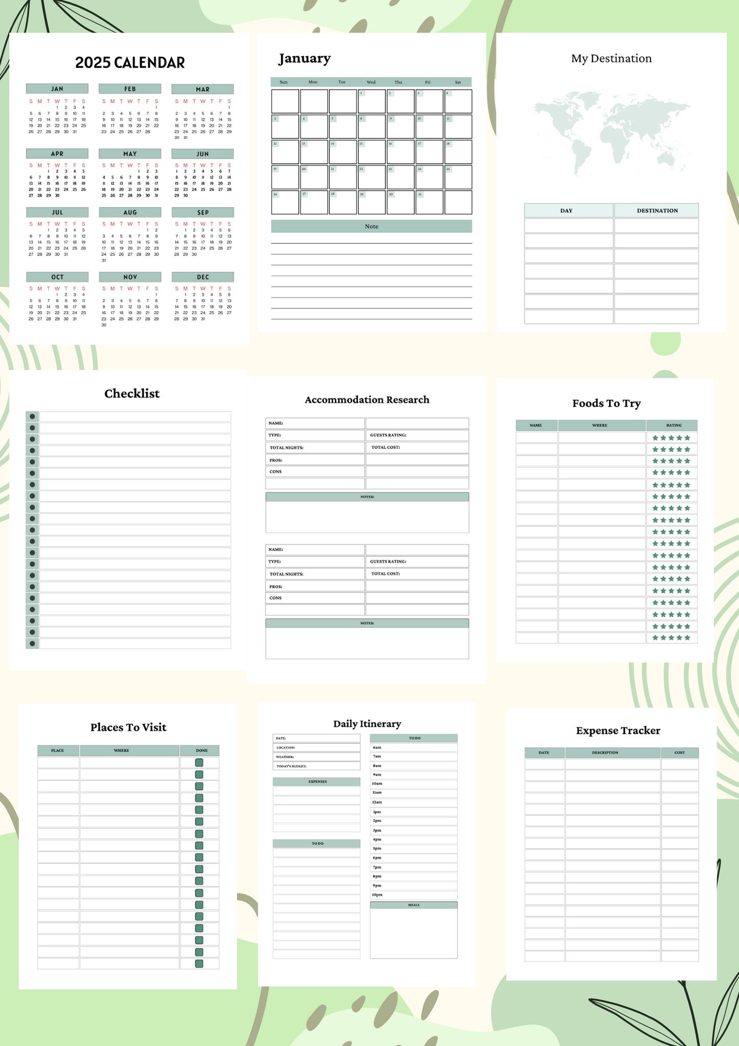 2025 Travel Planner – Digital Itinerary & Bucket List Organizer