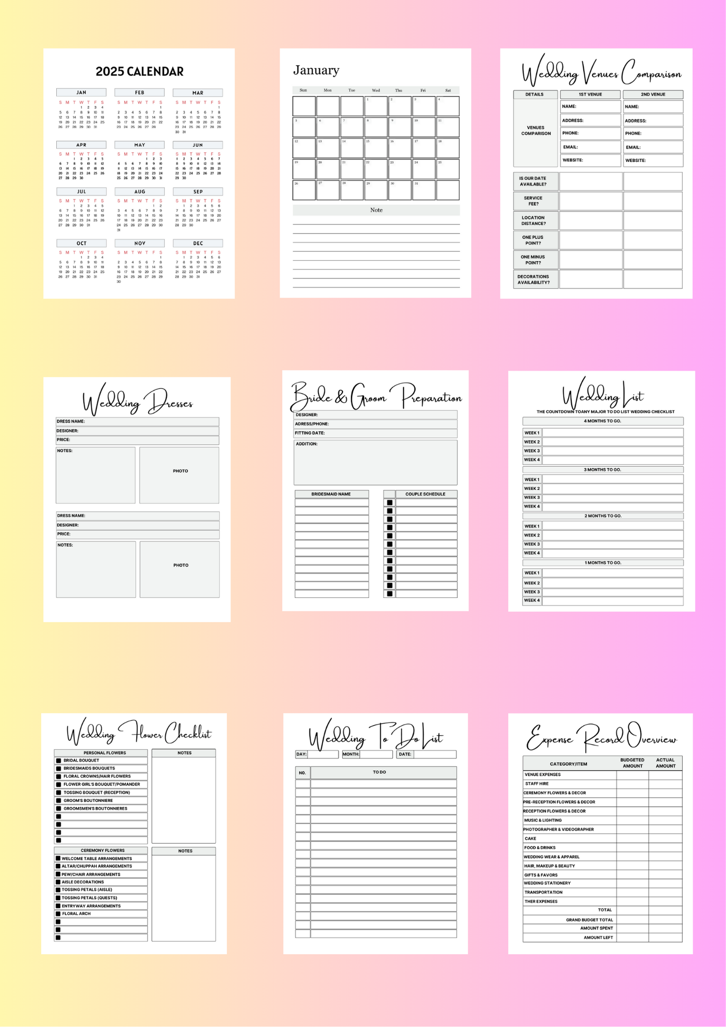 2025 Wedding Planner – Digital Bridal Organizer