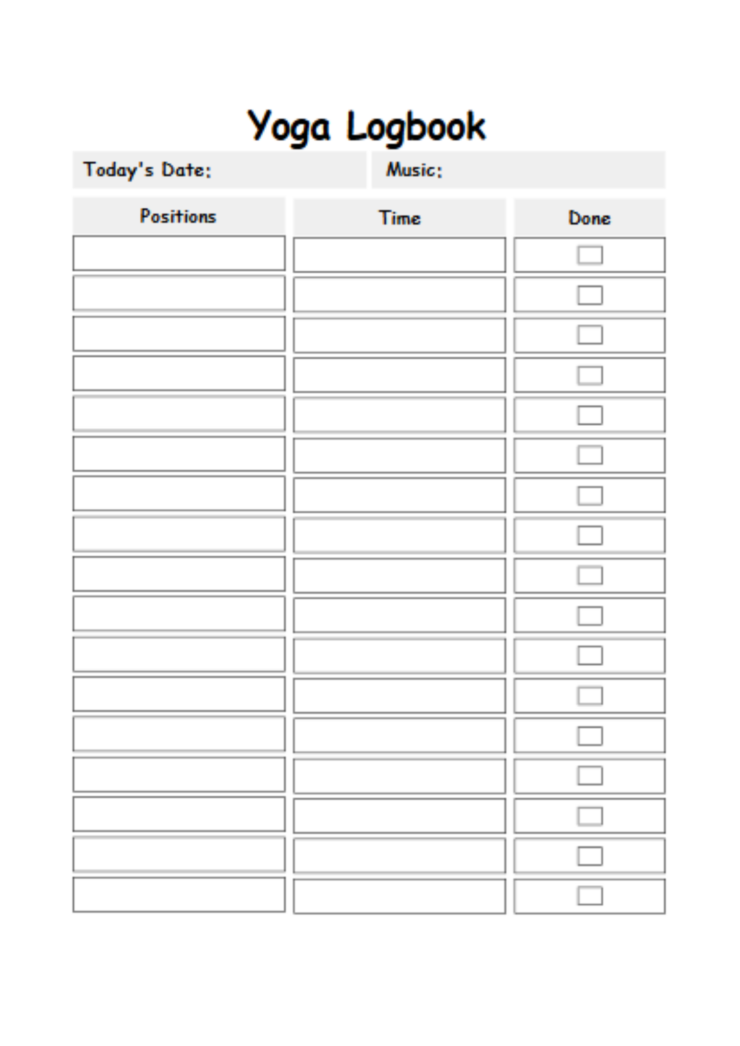 Yoga Logbook – Daily Practice Tracker